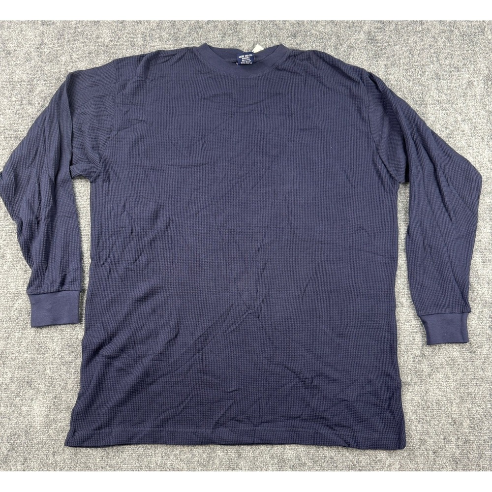 Vintage Jordan Craig Men's 3XL Navy Blue Cotton Waffle Knit‎ Long Sleeve Shirt